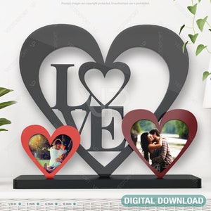 Stojąca ramka na zdjęcia z motywem serca i miłości do domu Diy Digital Download | SVG, DXF, AI |#019|