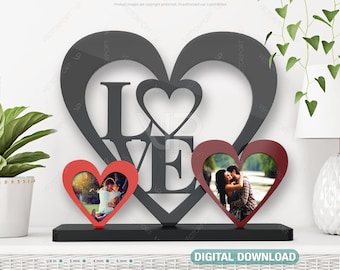 Heart Love Photo Frame Standing décor for home Diy Digital Download | SVG, DXF, AI |#019|