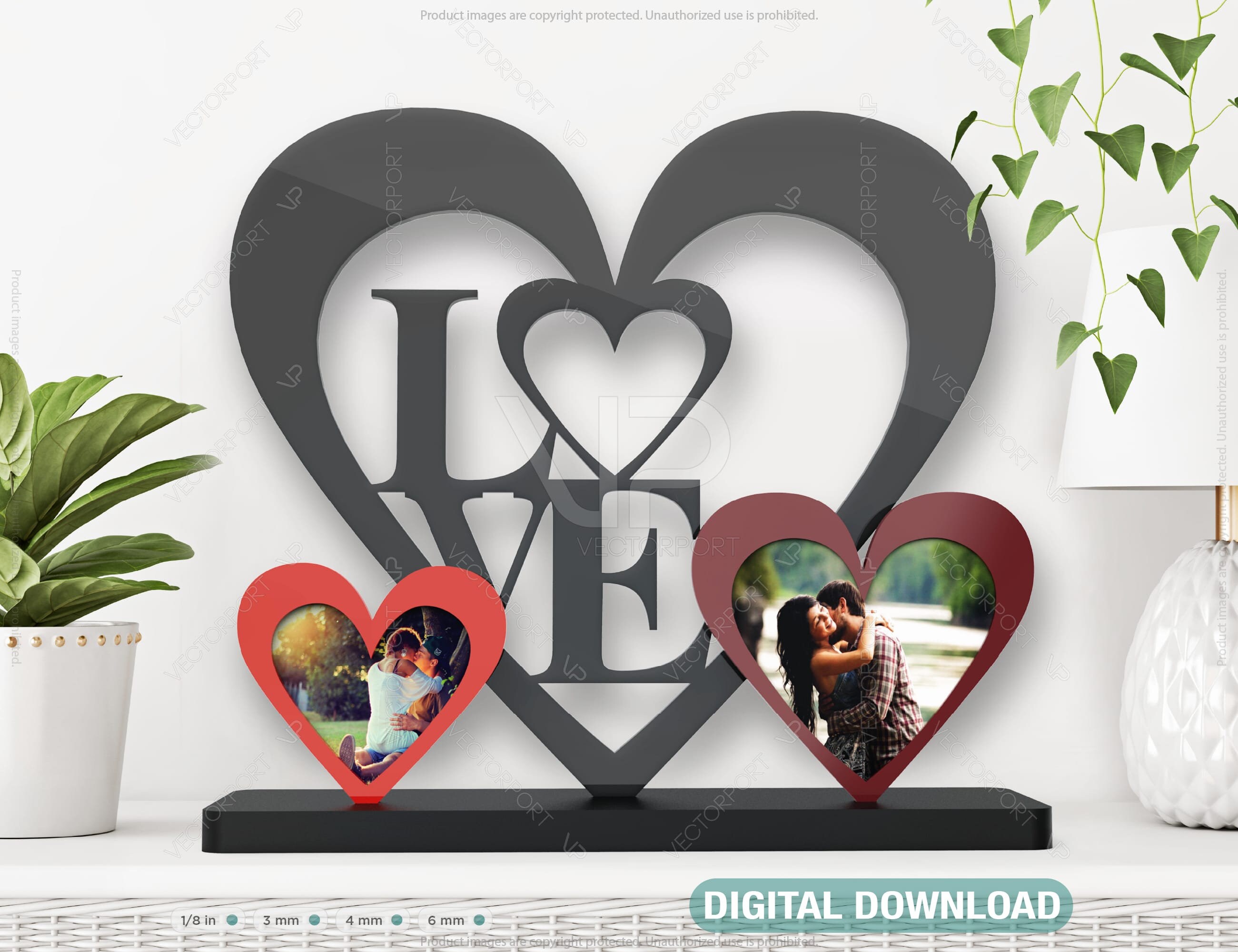 Heart Love Photo Frame Standing Décor for Home Diy Digital