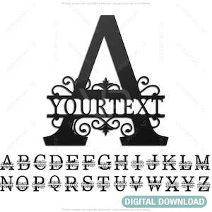 Split Regal Monogram Alphabet Letters Laser Cut Files Digital Download | SVG, DXF, AI |#003|