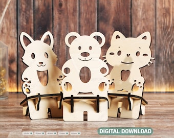 Phone Stand Cute Bear Cat & Dog Laser Cut Mobile Stand Cell Phone Holder Digital Download SVG |#205|