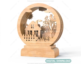 Wood Decorative Doll house Wooden Cnc Plywood Vector Plan Diy Digital Download | SVG, DXF, AI |#004|