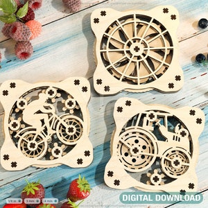 Coaster Mechanical Laser Bike Tractor Fan Theme Shape Tea Coffee Cup Mat Pad Placemat Tableware Digital Download |#214|