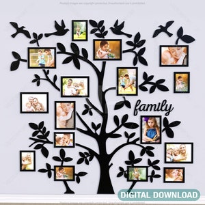 Family Tree Photo Frame Wall Decor for Decoration with Leaves Diy Digital Download  | SVG, DXF, AI |#023|