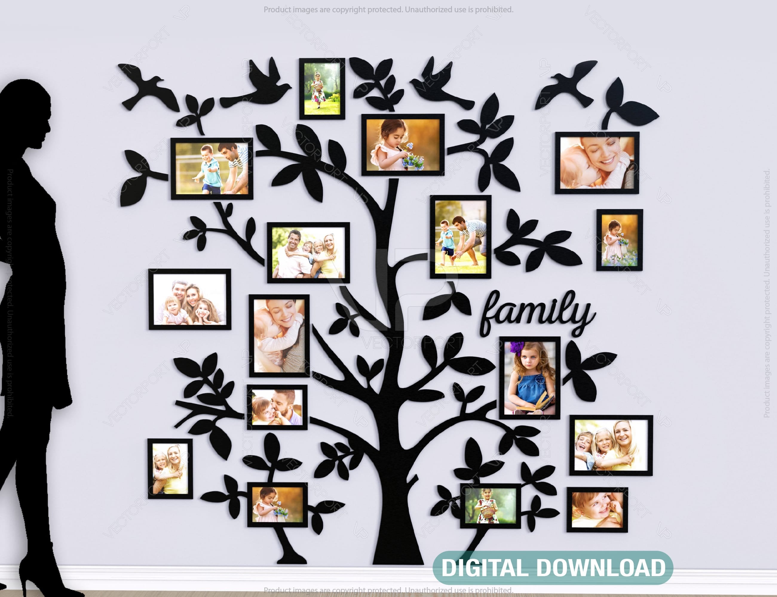 Family Tree Photo Frame Wall Decor for Decoration With Leaves Diy ...