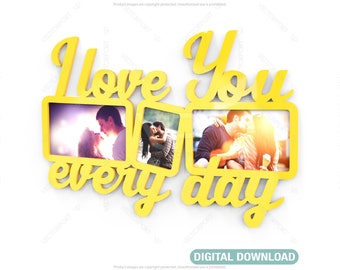Heart Wooden Photo Frame Collage with I love you Frame for Her Diy Digital Download | SVG, DXF, AI |#018|