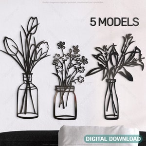 Plant Wall Decor Metal Flower Pot Laser Cut Digital Download | SVG, DXF, AI |#027|