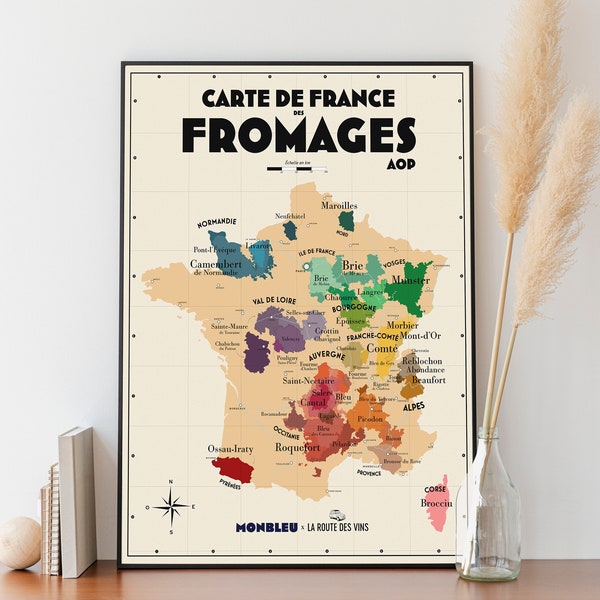 Carte des Fromages AOP x Monbleu - Idée cadeau pour amoureux du fromage