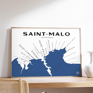 Carte de Saint Malo - Affiche 30x40 cm - Idée cadeau pour amoureux de Saint Malo