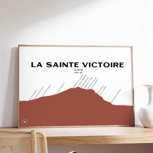 Carte de la Sainte Victoire - Affiche 30x40 cm - Idée cadeau pour les amoureux du Sud de la France