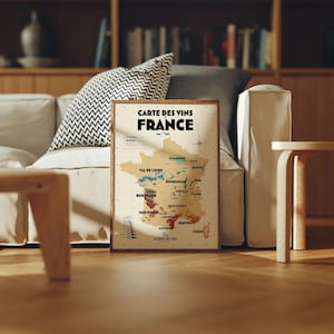 Carte des vignobles français - Affiche 30x40 cm ou 50x70 cm - Idée déco pour amoureux du vin et de la France image 5