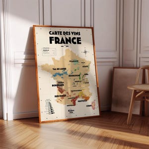 Carte des vignobles français - Affiche 30x40 cm ou 50x70 cm - Idée déco pour amoureux du vin et de la France image 4