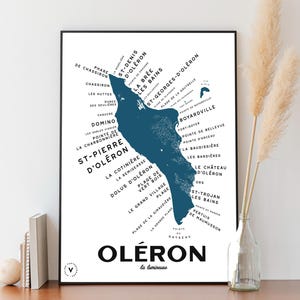 Carte d'Oléron - Affiche 30x40cm - Idée cadeau pour amoureux d'Oléron