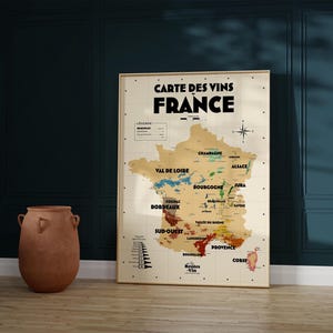 Carte des vignobles français - Affiche 30x40 cm ou 50x70 cm - Idée déco pour amoureux du vin et de la France image 7