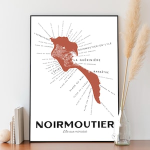 Carte de Noirmoutier - Affiche 30x40cm - Idée cadeau pour amoureux de Noirmoutier
