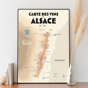 Elsässer Weinkarte - Poster 30x40cm - Geschenkidee für Weinliebhaber