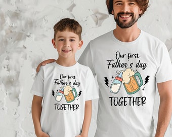Notre première fête des pères ensemble chemise, bonne première fête des pères chemise PNG, numérique