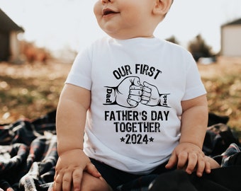 Notre première chemise ensemble pour la fête des pères, nouvelle chemise papa, chemise papa et bébé PNG, numérique