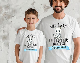 Première fête des pères chemises, nos premières chemises assorties fête des pères ensemble, chemise Panda PNG, numérique