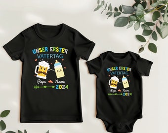 Personalisierte Unser Erster Vatertag Camisa, Body de bebé PNG, Digital
