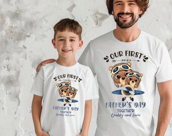 Chemise personnalisée pour la fête des pères pour la première fois en PNG, papa ours et bébé chemise PNG, numérique