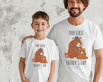 Notre première chemise de fête des pères, idées cadeaux pour la fête des pères, chemise assortie père bébé PNG, numérique