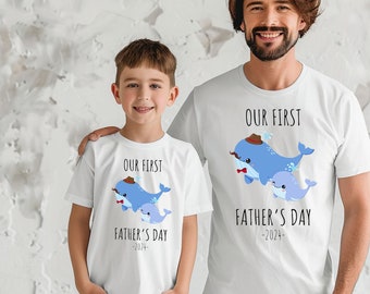 Notre première chemise pour la fête des pères, tenue pour la fête des pères, papa et bébé PNG, numérique