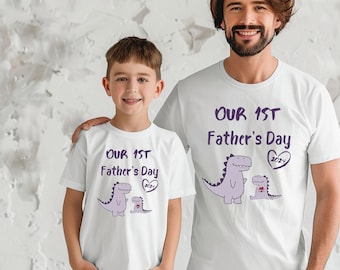 Notre première chemise PNG pour la fête des pères, chemises dinosaures PNG, numérique
