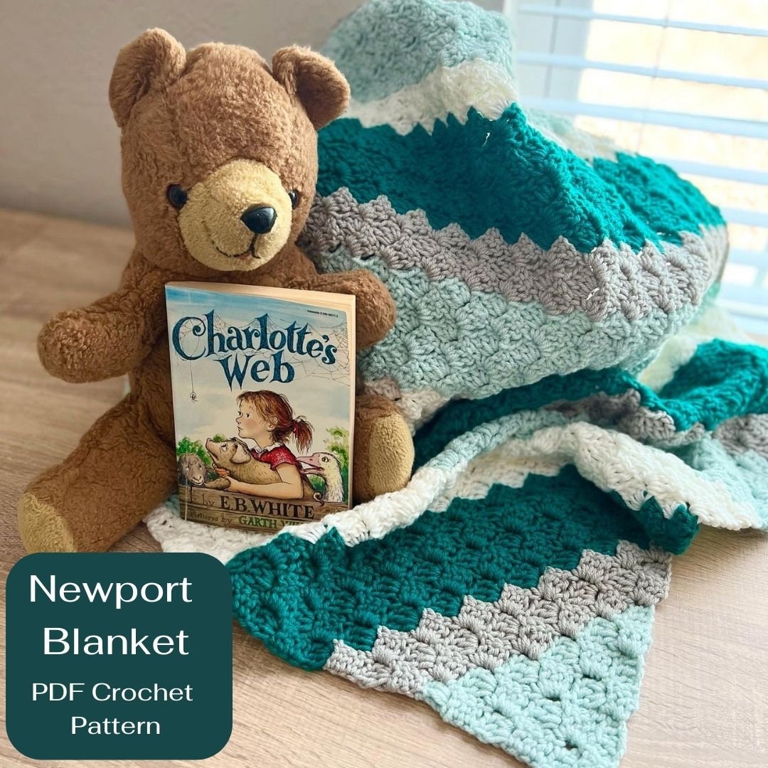 Newport Stripe Blanket, Corner to Corner Crochet, Easy Crochet Pattern, Crochet Baby Blankets