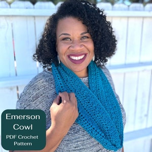 Crochet Pattern, Cowl Crochet Pattern, Crochet Pattern Cowl, Infinity Scarf | PDF Download, Emerson Cowl