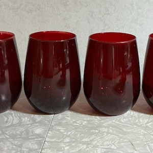 Set of (4) Vintage Anchor Hocking Royal Ruby Red Tumblers