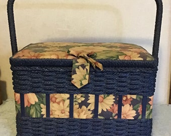 Vintage Floral Sewing Basket