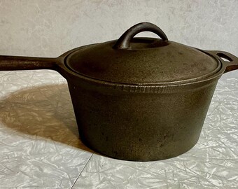 Vintage Cast Iron Saucepan Or Cookpot with Lid