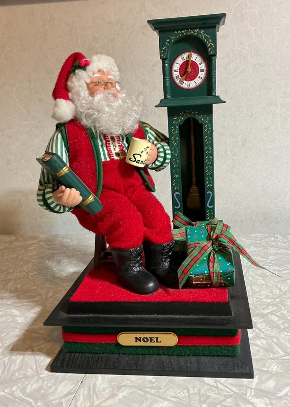 Vintage Holiday Creations Noel 1993 Santa Claus W/grandfather