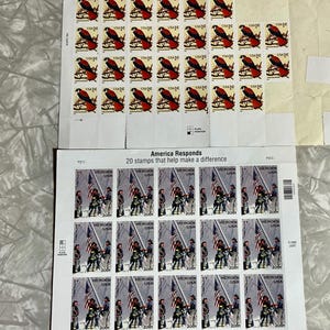Vintage Postage Stamps-American Kestrel and Heroes USA