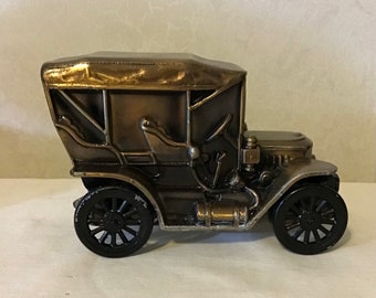 Stanley 1910 Automobile Brass Finish Figural Advertising Car Coin Bank