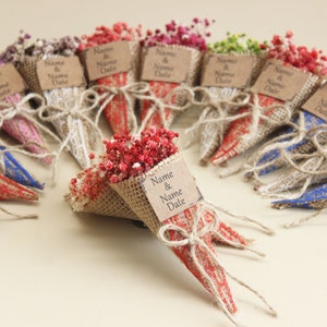 Mini bouquet magnetico di fiori secchi per bomboniere, regali personalizzati, bomboniere per addio al nubilato, regali rustici per gli ospiti delle feste