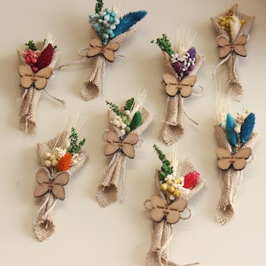 Mini bouquet di souvenir di fiori secchi con magnete, bomboniere per gli ospiti