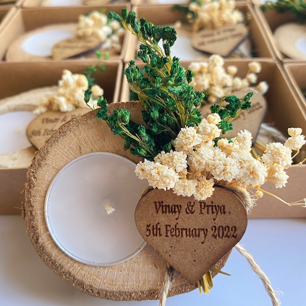 36 Photophores En Bois Brut Pour Mariage Rustique Ou EVJF - Lot De 36