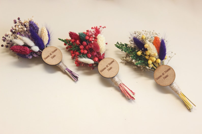 Mini Dried Flower Bouquet ,Wedding Favor Magnet , Personalized Gifts, Bridal Shower Favors, Wedding Party Favors , Rustic Wedding Gift Favor image 3