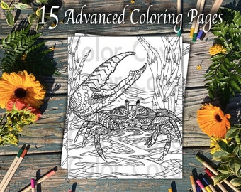 15 PRINTABLE Adult/ Advanced Animal Coloring Pages/ Digital Download