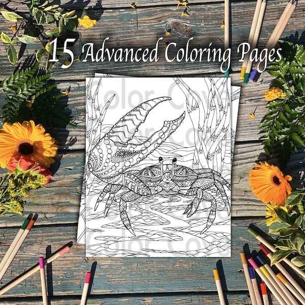 15 PRINTABLE Adult/ Advanced Animal Coloring Pages/ Digital Download