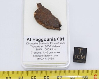 Slice of meteorite Al Haggounia 001 - EL chondrite impact melt rock (Morocco - 4.4 grams - 010**)