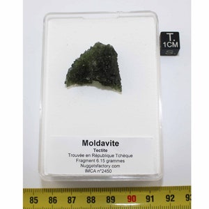 Moldavite in a box - tektite (Czech Republic - 6.15 grams - 026 **)
