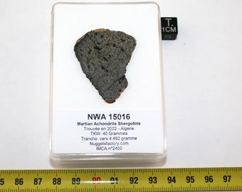隕石 NWA 15016 の薄片 - 火星のエイコンドライト シャーゴッ