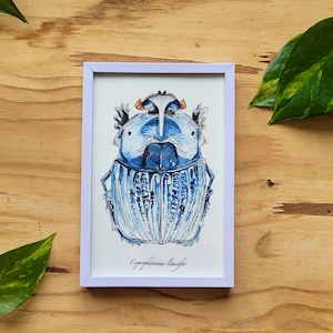 MINI FRAME Besouro azul para decoração de interiores original e vintage