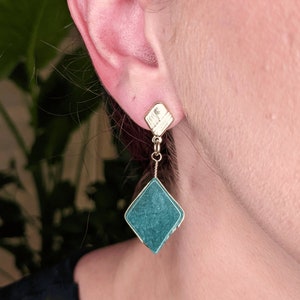 Lozenge Crystal Earrings - Quartz, Aventurine, Rose Quartz & Milk Quartz Jewelry