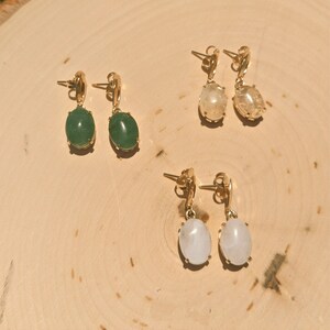 Naturale Cabochon Earrings - Amethyst - Aventurine - Rose Quartz - Crystals Quartz