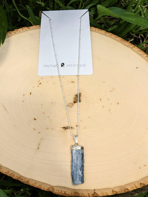 Blue Oasis Kyanite Choker - Silver Plated Raw Kyanite Crystal Necklace