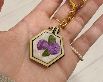 Embroidered Roses Keychain